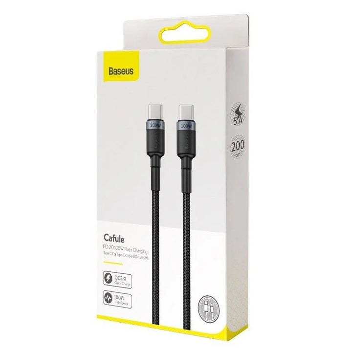 Kábel USB-C PD 2.0 200 cm Baseus Cafule CATKLF-ALG1 Quick Charge 3.0 5A s podporou rýchleho nabíjania 100 W