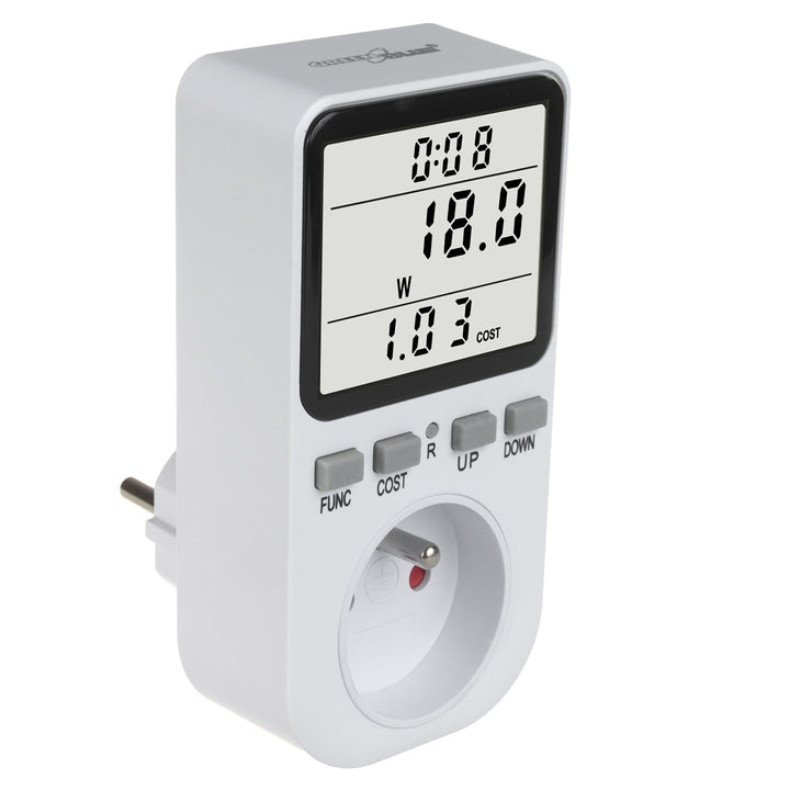 GreenBlue merač energie, wattmeter, typ E, 220-240V AC, 50Hz, max. zaťaženie 16A, IP20, vstavaná batéria, GB364 E