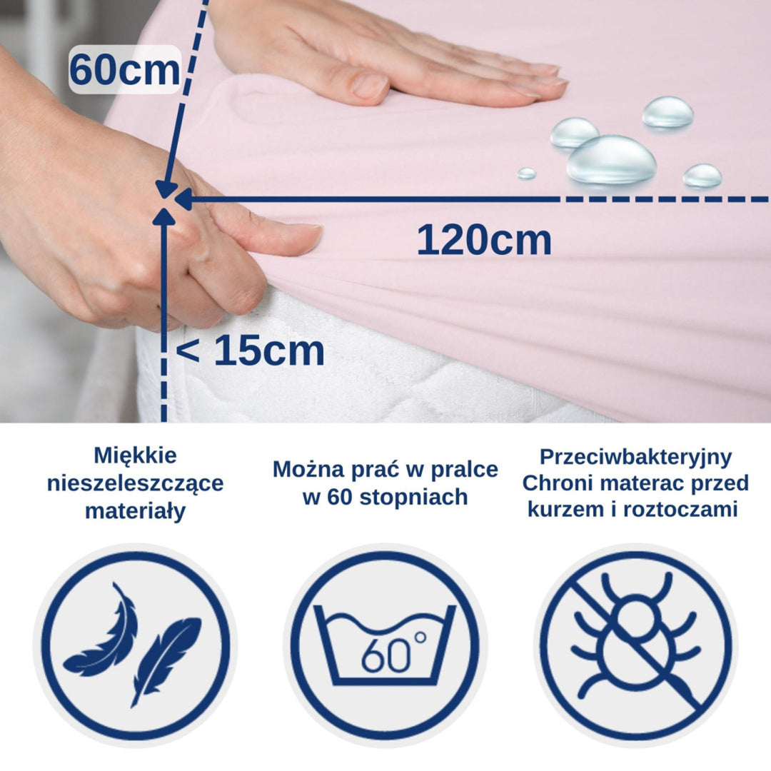 Nepremokavé prestieradlo Snibbs, ružové, 60x120 cm, T-SNI-100232