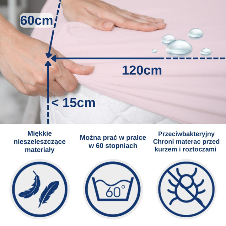 Nepremokavé prestieradlo Snibbs, ružové, 60x120 cm, T-SNI-100232