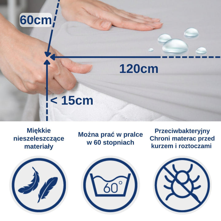 Nepremokavé prestieradlo Snibbs, sivé, 60x120 cm, T-SNI-100234