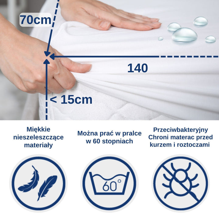 Vodotesné prestieradlo Snibbs, biele, 70x140 cm, T-SNI-10024
