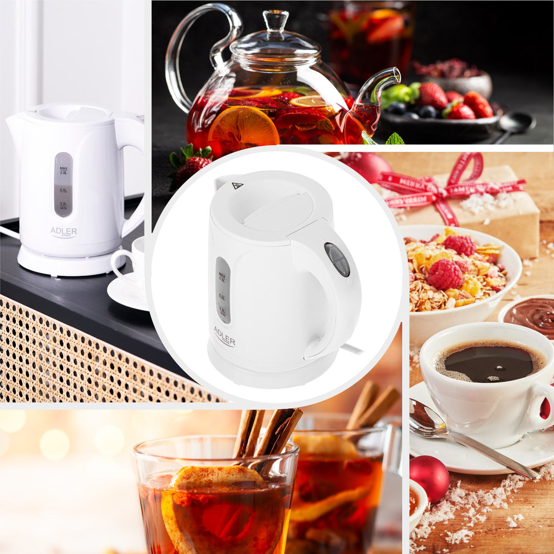 Bezdrôtová rýchlovarná kanvica Adler, objem 0,8 l, výkon 850 W, AD1371