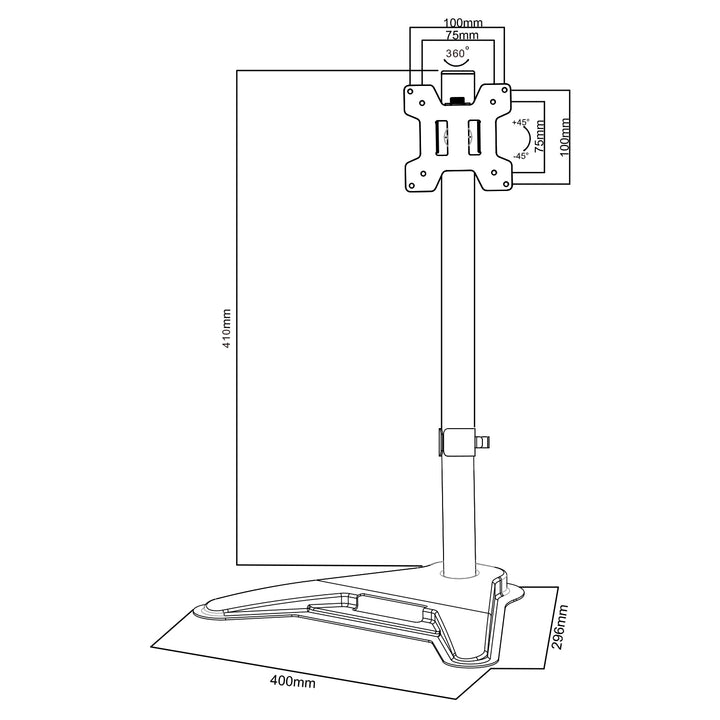 Držiak na monitor Maclean, max. VESA 100x100, 13-27", 8 kg, MC-987