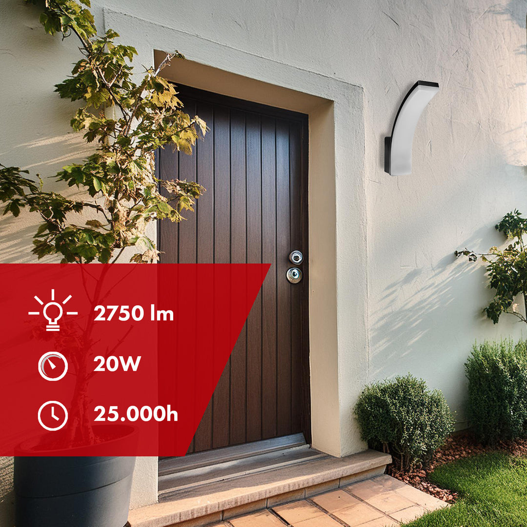 Maclean LED lampa čierna 20W IP65 2750lm neutrálna biela 4000K MCE511 B