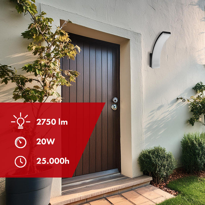 Maclean LED lampa čierna 20W IP65 2750lm neutrálna biela 4000K MCE511 B