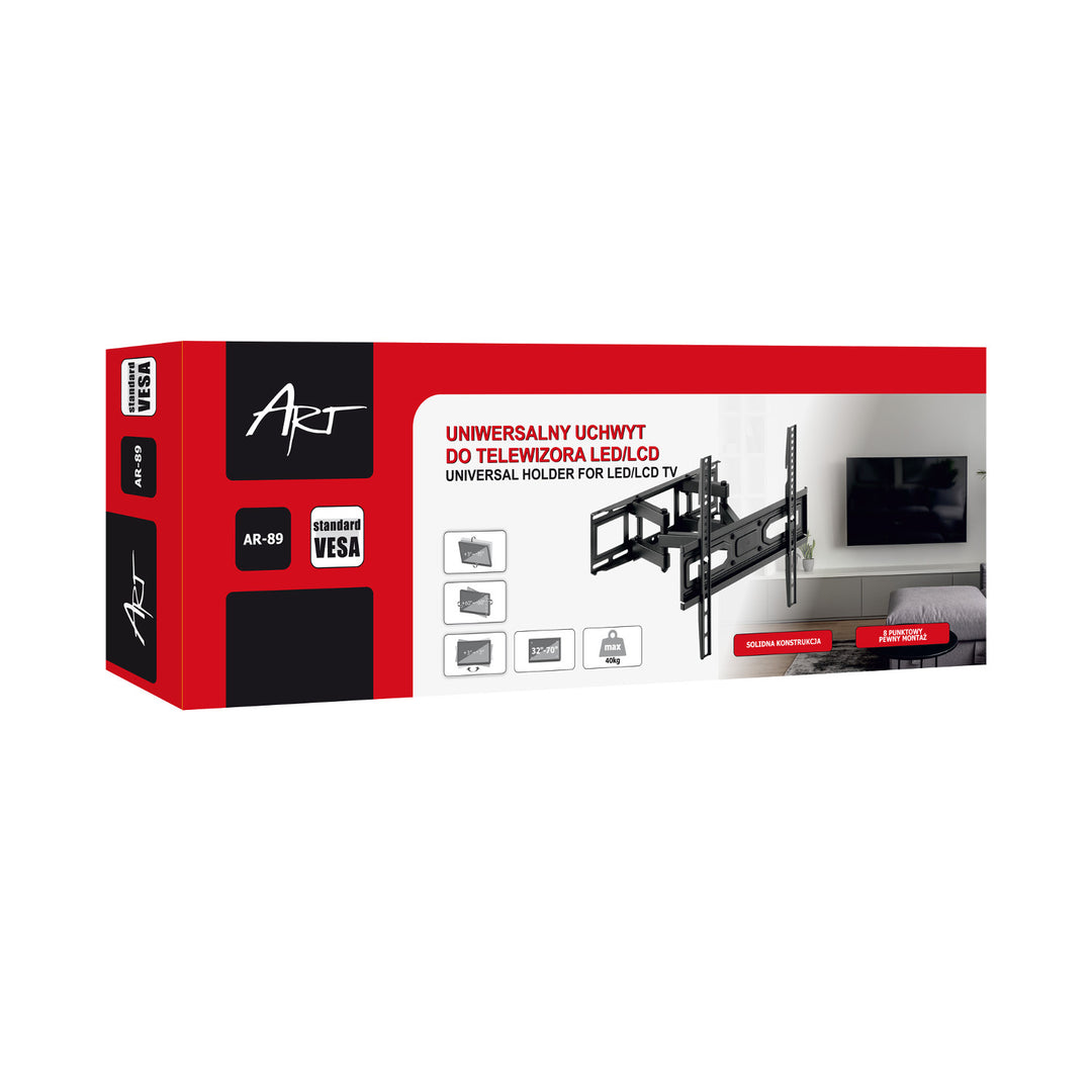 ART TV držiak, 32-70'', 40 kg, čierny, VESA 400x400, AR-89