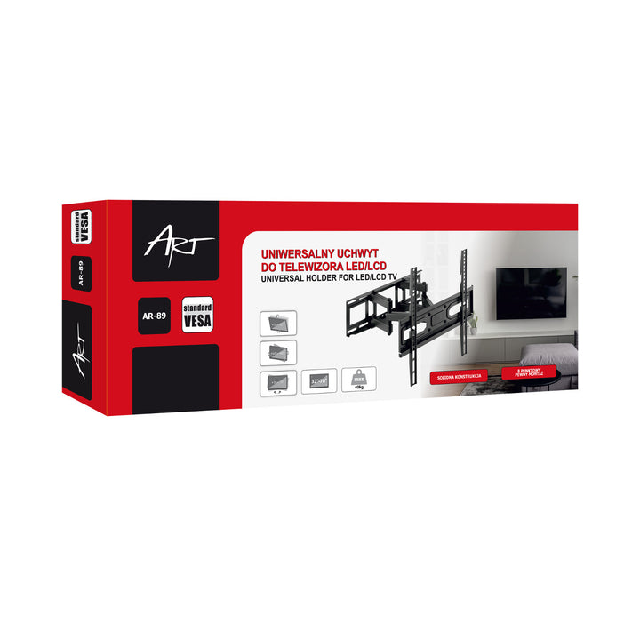 ART TV držiak, 32-70'', 40 kg, čierny, VESA 400x400, AR-89