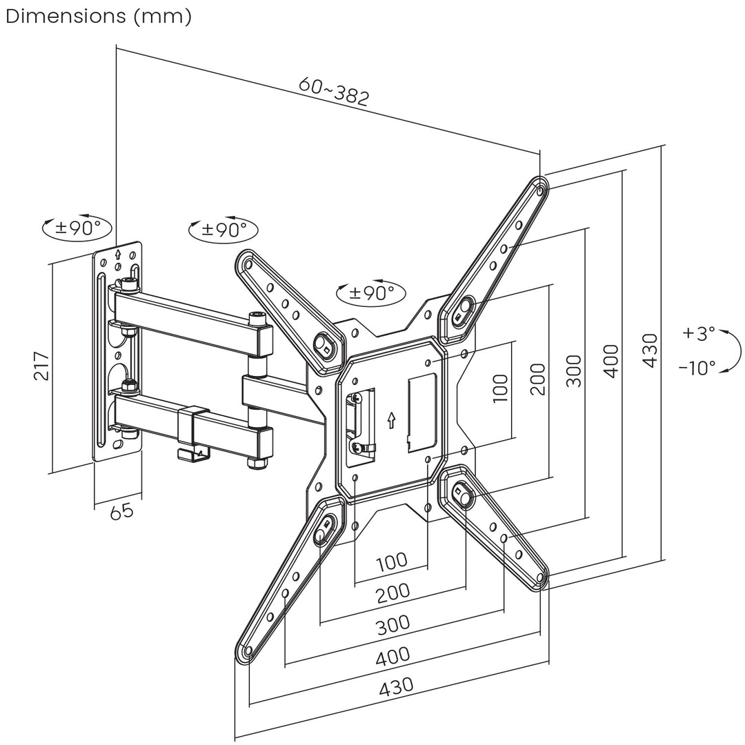 Držiak na TV alebo monitor Maclean, univerzálny, max. VESA 400x400, 23-55", 30 kg, čierny, MC-701N