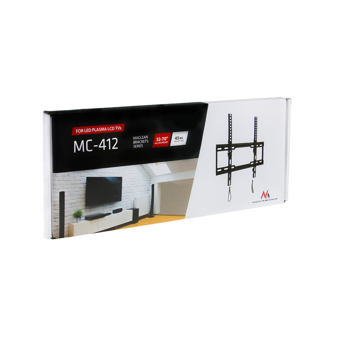 Držiak na TV Maclean, max. VESA 400x400, 32-70", 45 kg, nastavenie sklonu +0°~-10°, MC-412