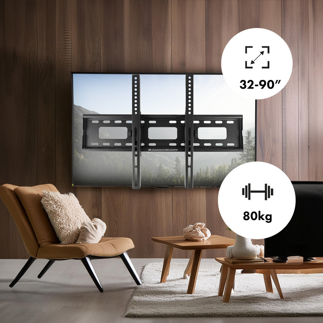 Držiak na TV Maclean, max. VESA 600x400, 32-90", 80 kg, nastavenie sklonu +15°~-15°, MC-421
