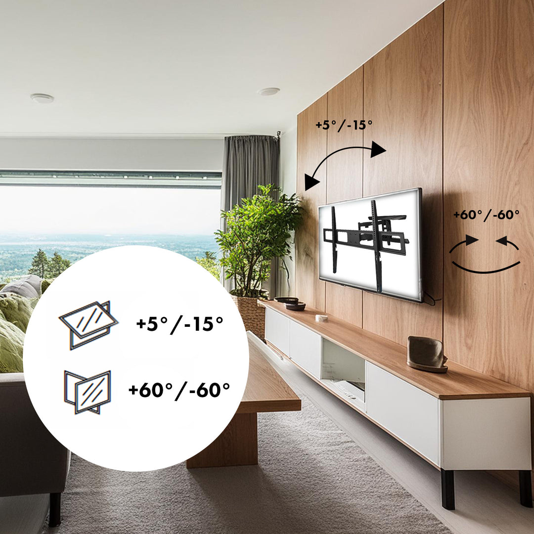 Držiak na TV Maclean, max. VESA 800x600, 43-100", 80 kg, horizontálne a vertikálne nastavenie uhla, profil 50-500 mm, čierny, MC-423