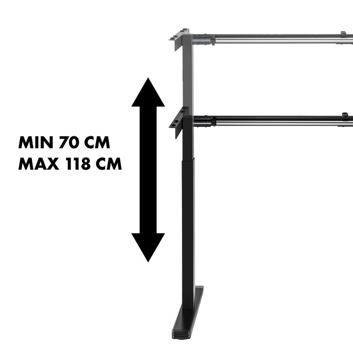 Stôl Maclean, manuálne nastavenie výšky, bez dosky, na státie a sedenie, max. 60 kg, max. výška 120 cm, MC-790NB