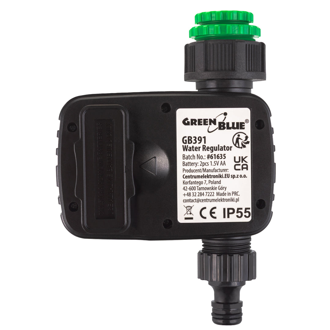Elektronický regulátor zavlažovania GreenBlue, programátor, napájanie 2x 1,5 V AA, GB391