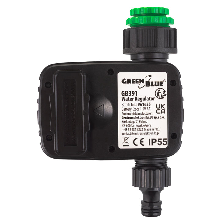 Elektronický regulátor zavlažovania GreenBlue, programátor, napájanie 2x 1,5 V AA, GB391