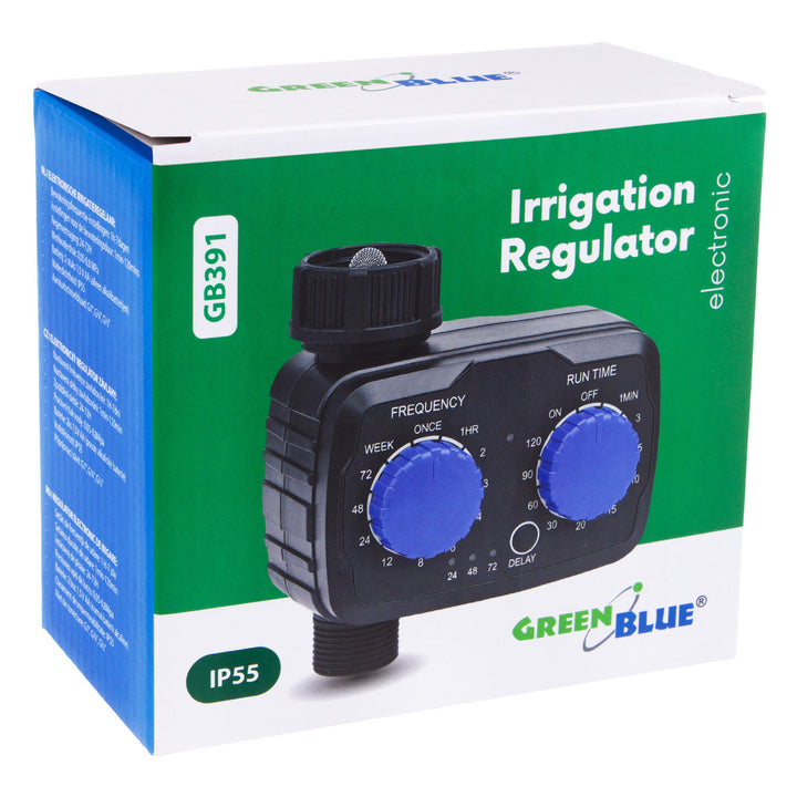 Elektronický regulátor zavlažovania GreenBlue, programátor, napájanie 2x 1,5 V AA, GB391