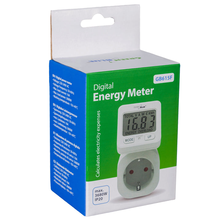 GreenBlue merač energie, wattmeter, 16A, max. 3680 W, čiastková pamäť, GB615 F