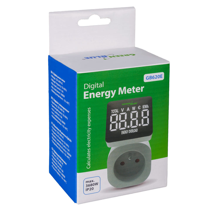 GreenBlue merač energie, wattmeter, 16A, max. 3680 W, čiastková pamäť, GB620 E