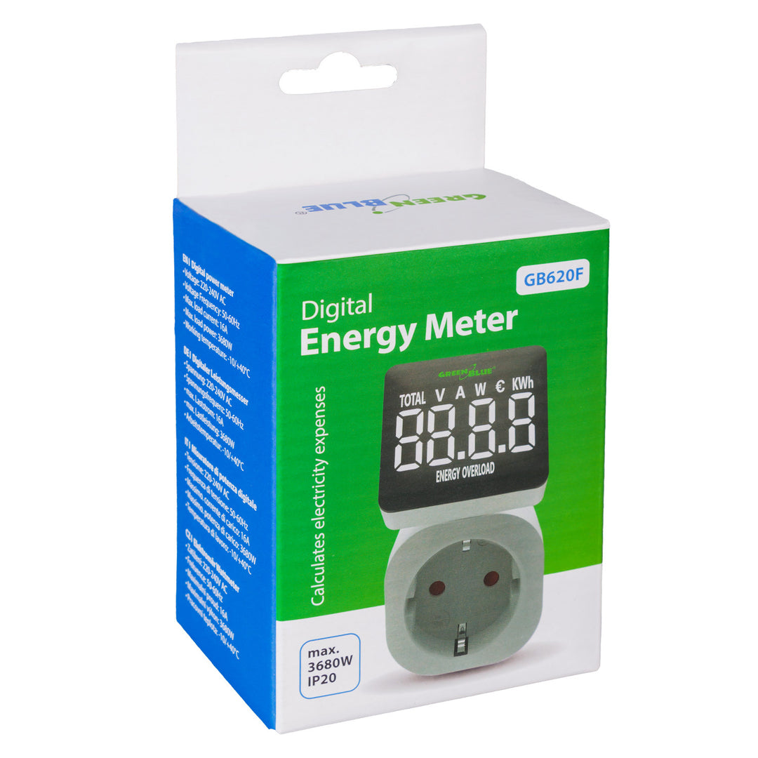 GreenBlue merač energie, wattmeter, 16A, max. 3680 W, čiastková pamäť, GB620 F