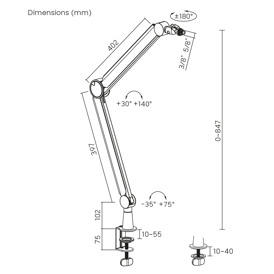 Držiak mikrofónu 3/8" a 5/8" NanoRS, max. 1 kg, RS421