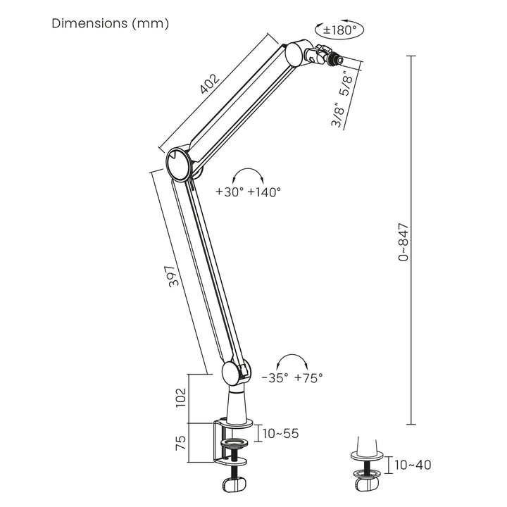 Držiak mikrofónu 3/8" a 5/8" NanoRS, max. 1 kg, RS421