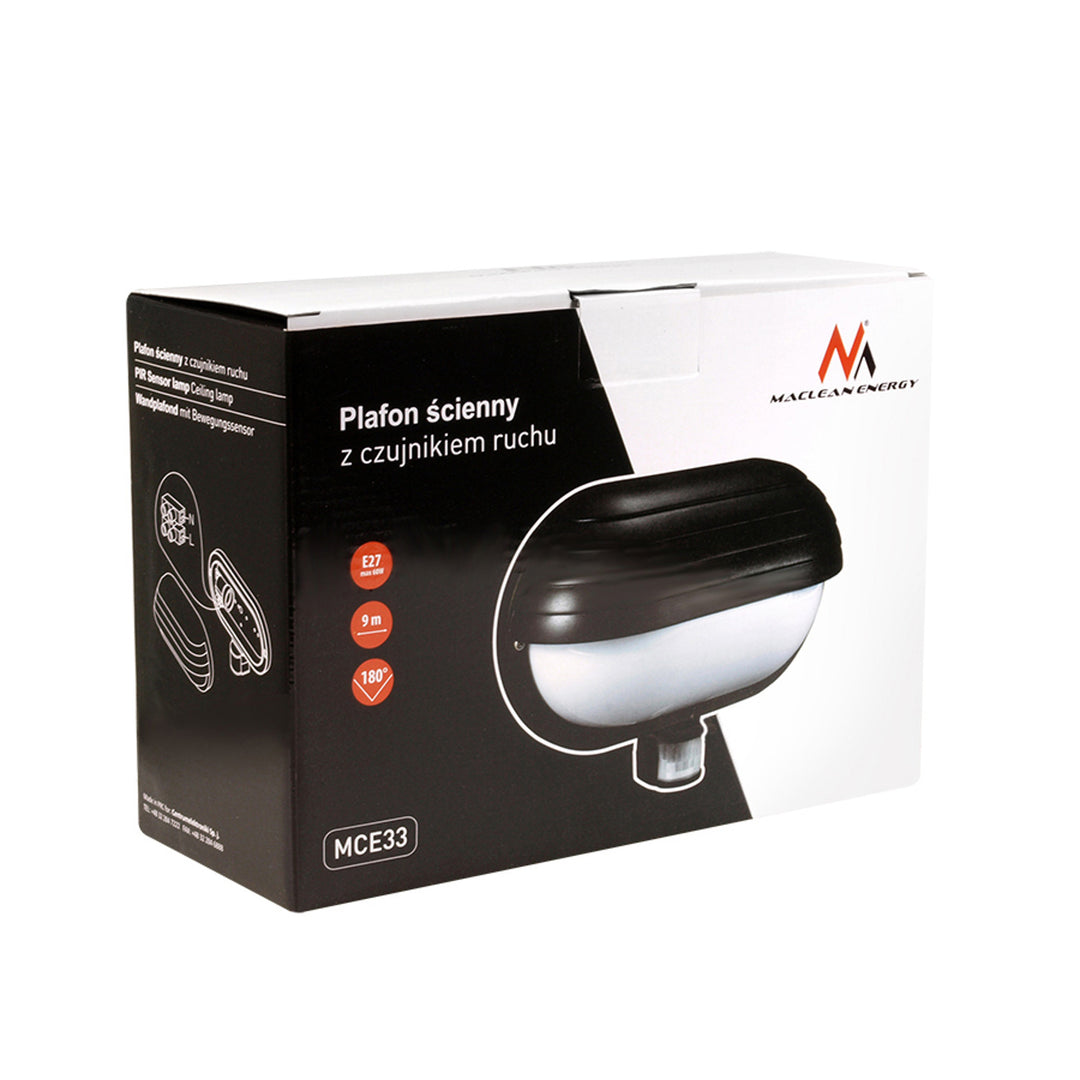 Nástenné svietidlo Maclean, s PIR senzorom, max. 60W, 180°, MCE33B + LED 6W