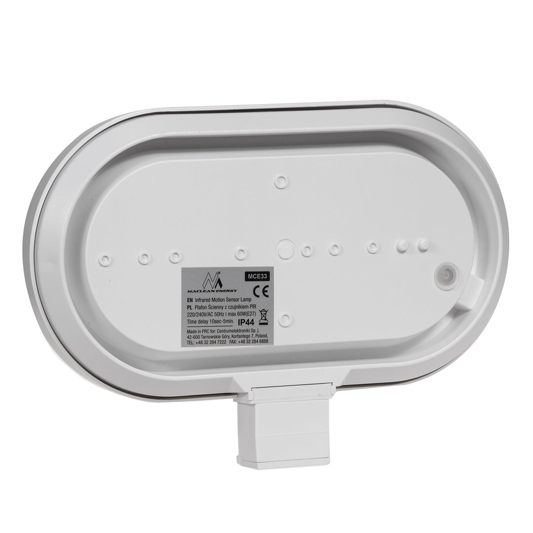 Nástenné svietidlo Maclean, s PIR senzorom, max. 60W, 180°, MCE33 W + LED 6W