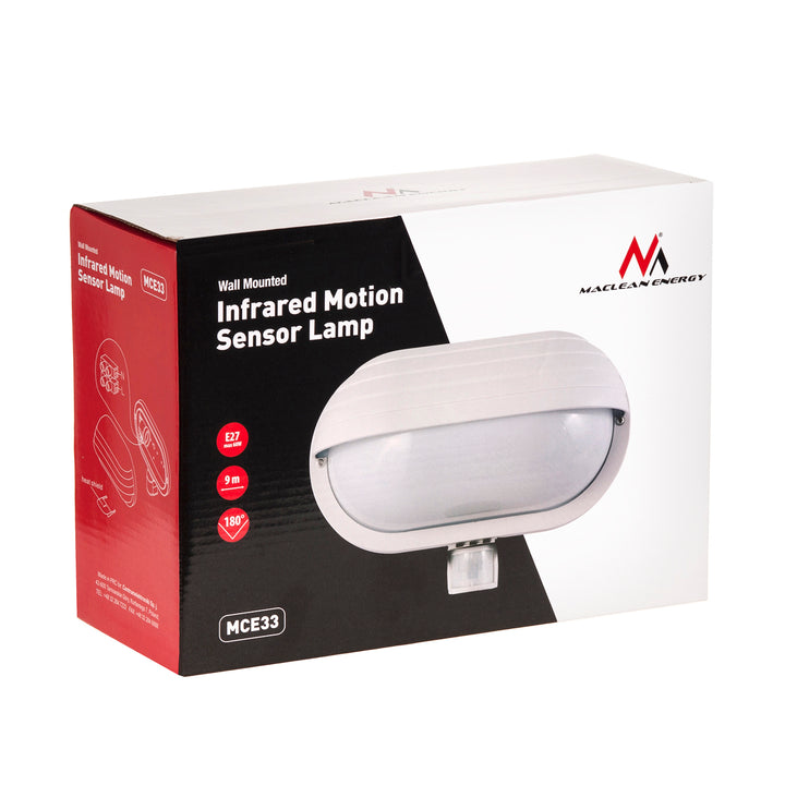 Nástenné svietidlo Maclean, s PIR senzorom, max. 60W, 180°, MCE33 W + LED 6W