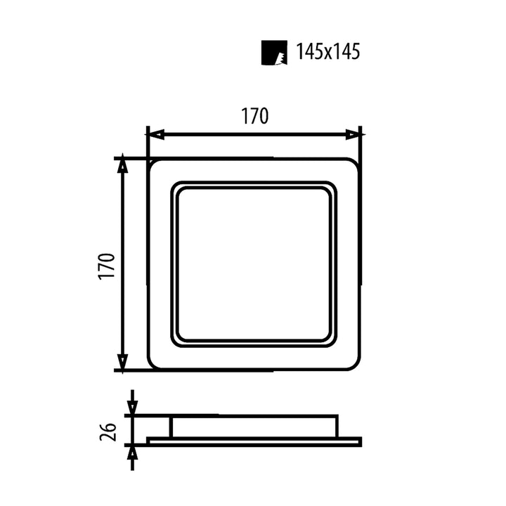 Maclean LED stropný panel, zapustená montáž SLIM, 18W, neutrálna biela 4000K, 170*170*26mm, 1800lm, MCE374 S + adaptér pre povrchovú montáž MCE379 S