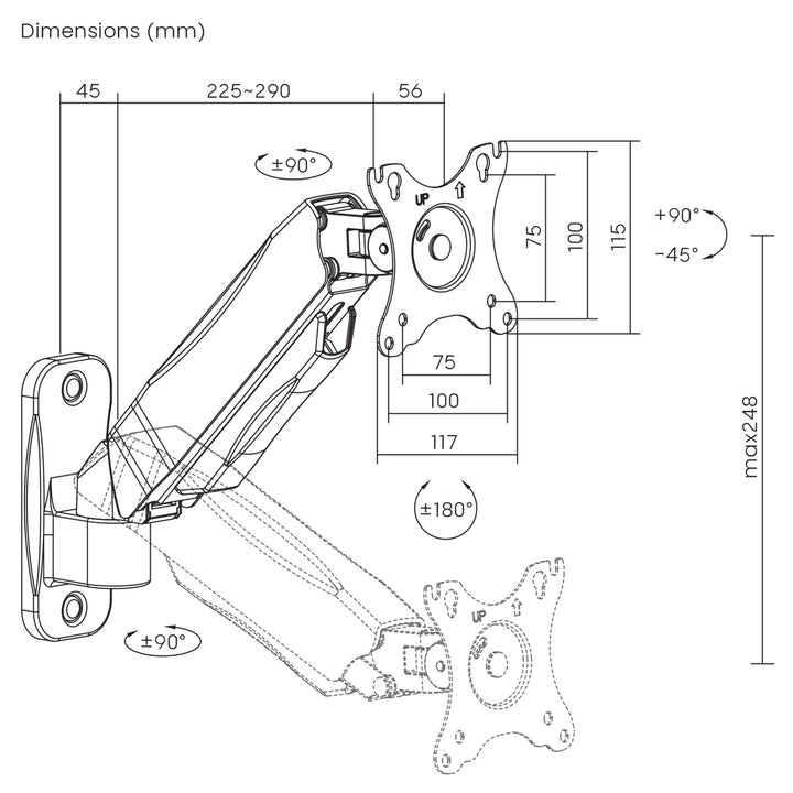 Nástenný držiak monitora Maclean, 17-32'', max. 9 kg, mechanická pružina, MC-979