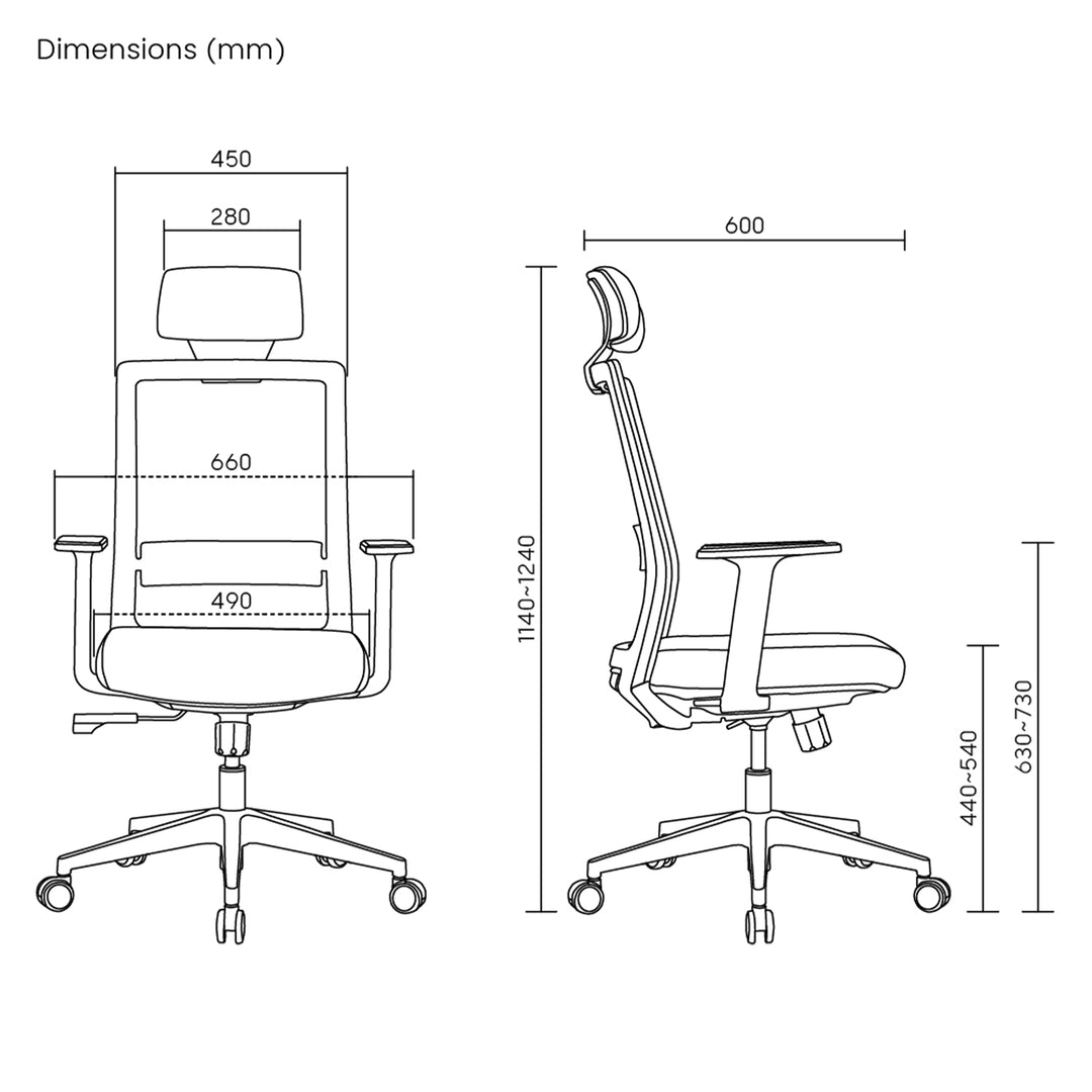 Prémiová ergonomická kancelárska stolička s vysokým operadlom Ergo Office, max. 150 kg, ER-425