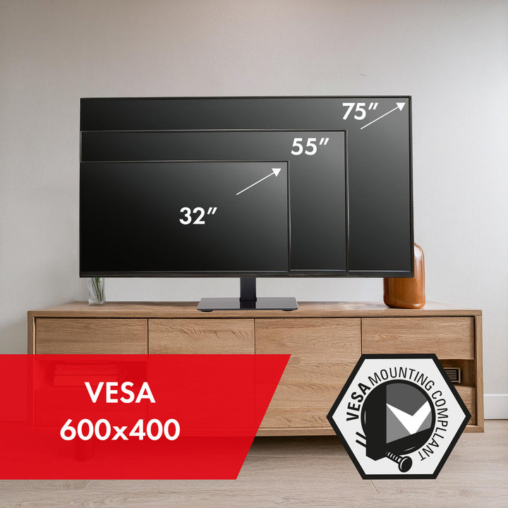 Univerzálny stojan na TV Maclean pre RTV skrinky max. 40 kg max. VESA 600x400 pre 32-75" TV MC-386