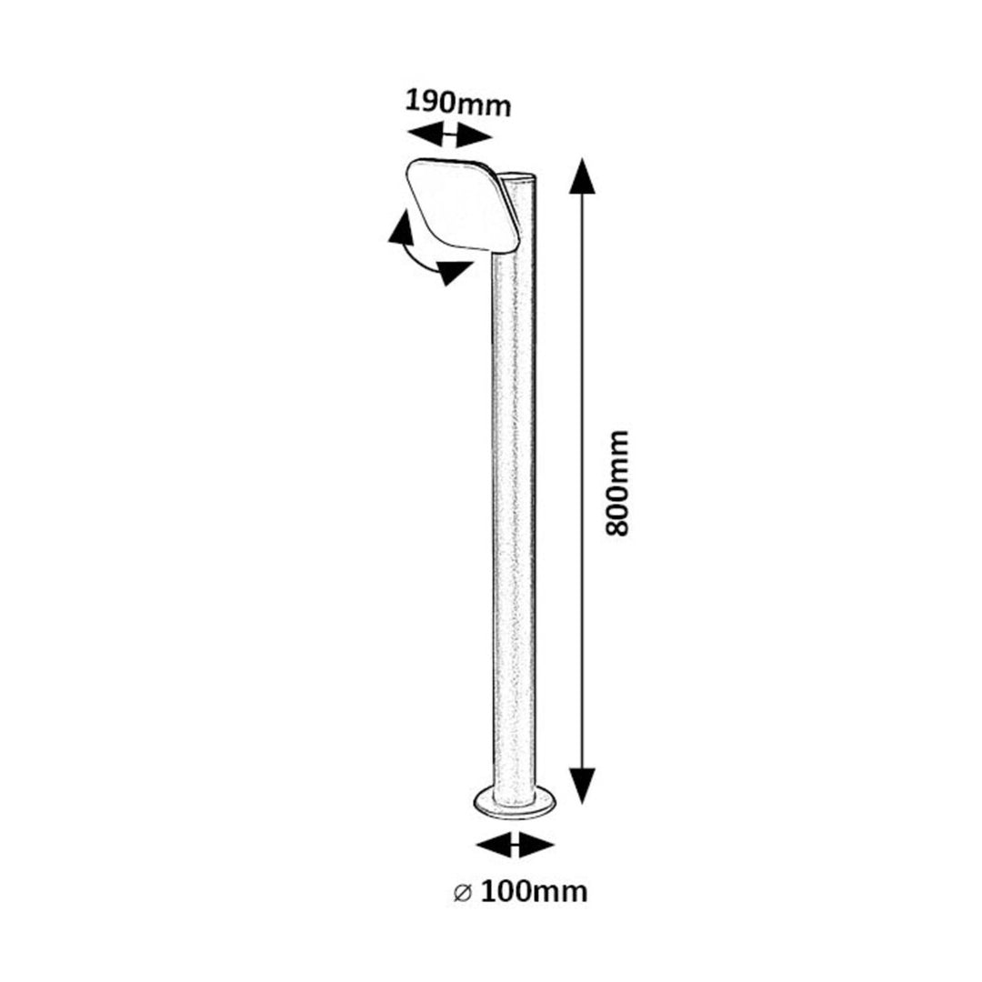 Lampa Rabalux, stojaca, vonkajšia, LED 12W, IP44, 80 cm, čierna, Odiel