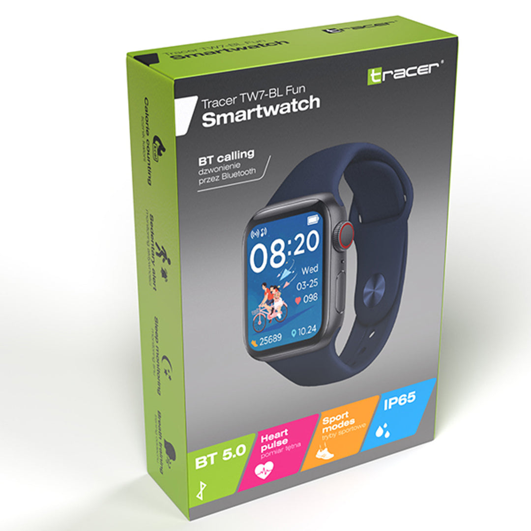 Smartwatch Tracer, Bluetooth 5.0, športové hodinky, IP65, TW7-BL FUN