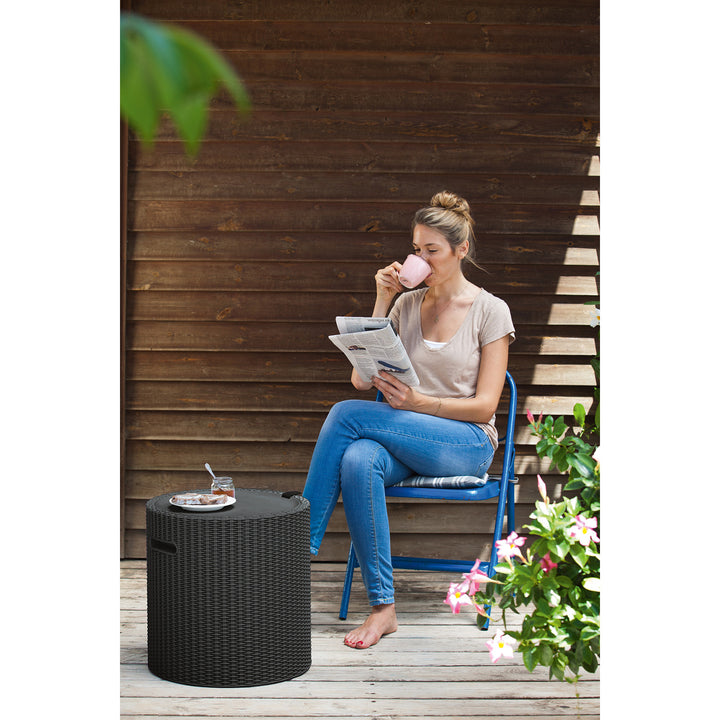 Stolík Keter, s úložným priestorom, sedadlo, antracit, Cool Stool