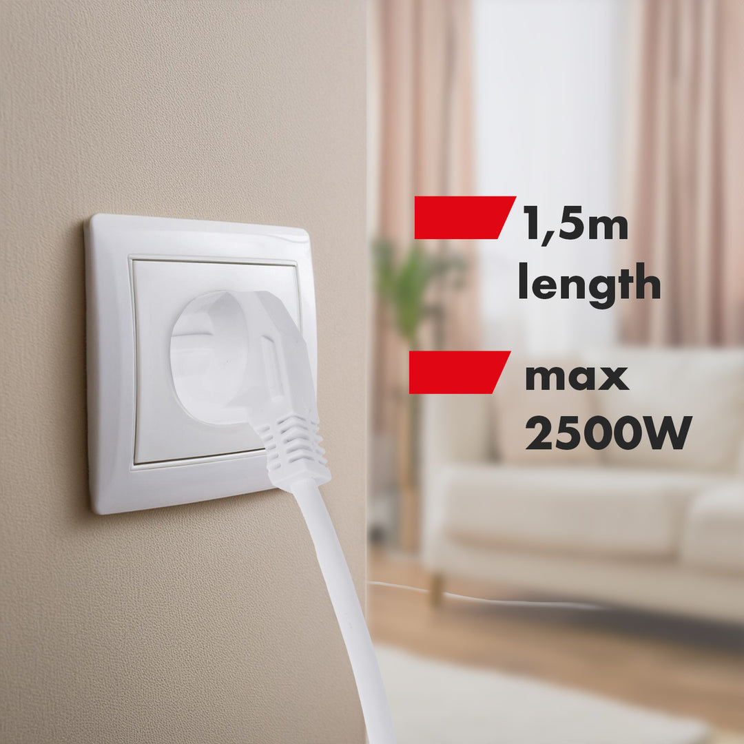 Napájacia lišta Maclean, predlžovací kábel so 4 zásuvkami + USB A/C, s prepínačmi, 250 VAC/10A, 1,5 m, biela, MCE508 W