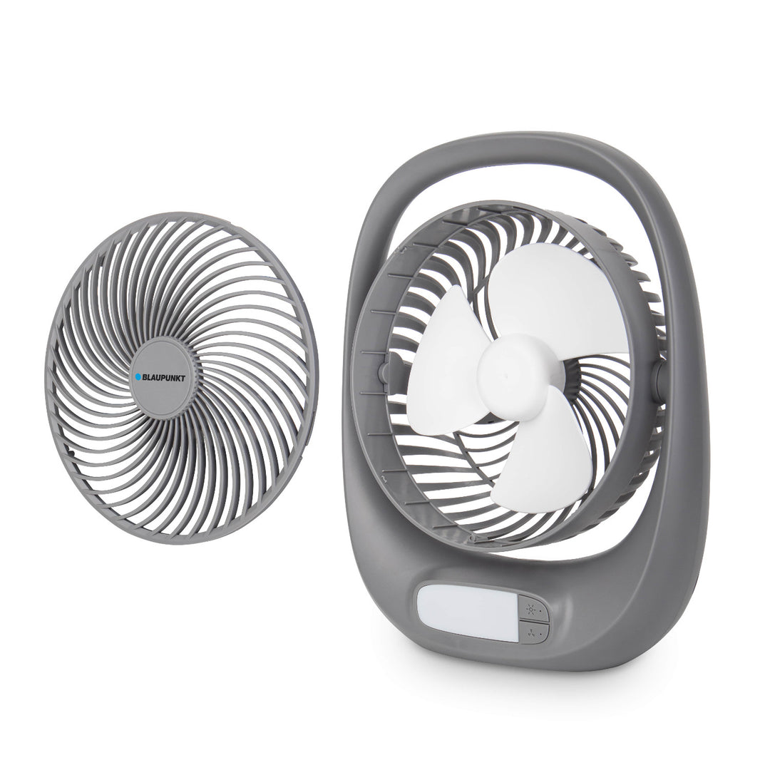 Blaupunkt ventilátor, prenosný, dobíjací 1800 mAh, USB, 3 rýchlosti, sivý, APF301