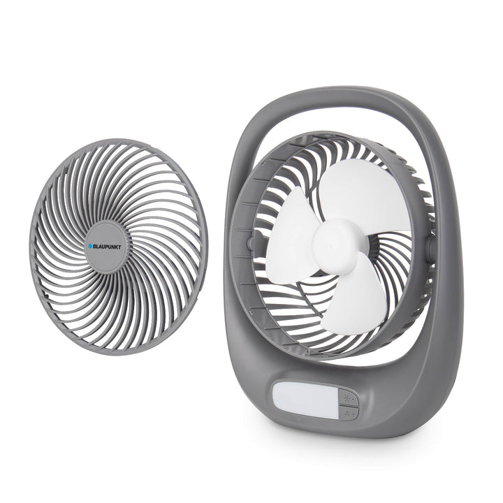 Blaupunkt ventilátor, prenosný, dobíjací 1800 mAh, USB, 3 rýchlosti, sivý, APF301