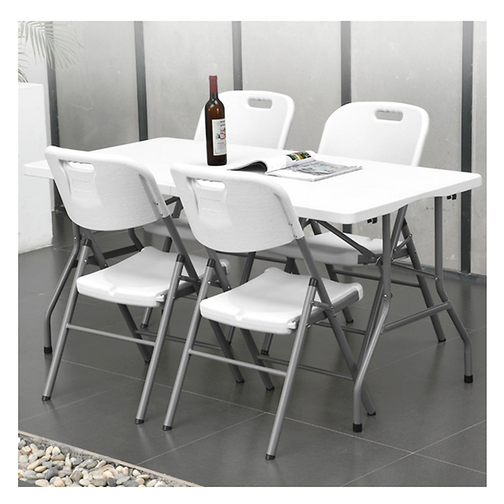 4x skladacia stolička GreenBlue na catering/záhradu/banket/recepciu, max. 250 kg, biela, pevná, 88x50x45 cm, GB375
