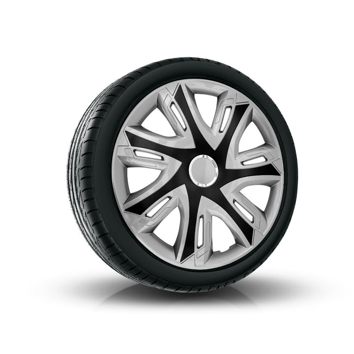 NRM Supernova dvojfarebný strieborno-čierny univerzálny kryt náboja 16" 1 kus