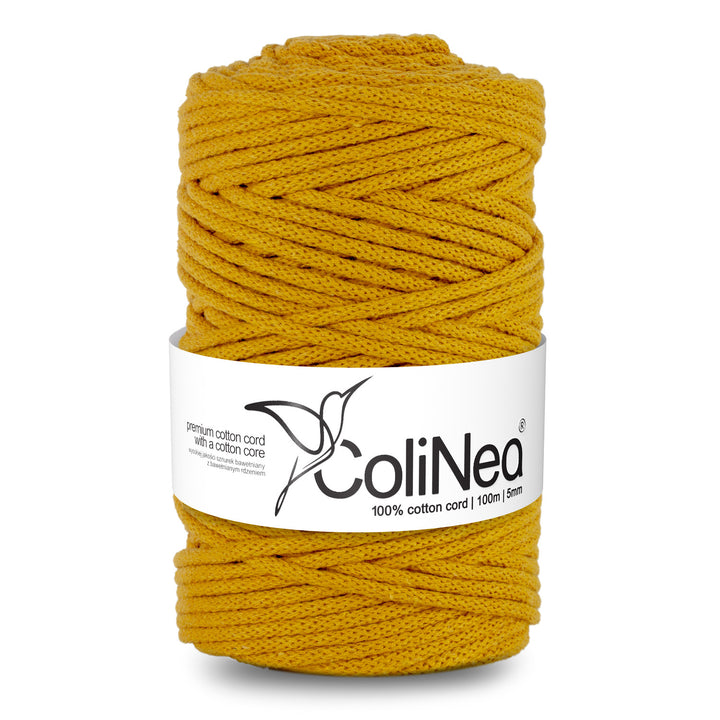 ColiNea, bavlnená šnúra s bavlneným jadrom, opletená, 5 mm, 200 m, horčicová