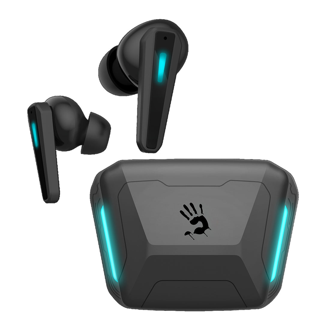 Bezdrôtové slúchadlá Bloody, Bluetooth 5.2, TWS, nabíjacie puzdro, čierna/modrá, M70