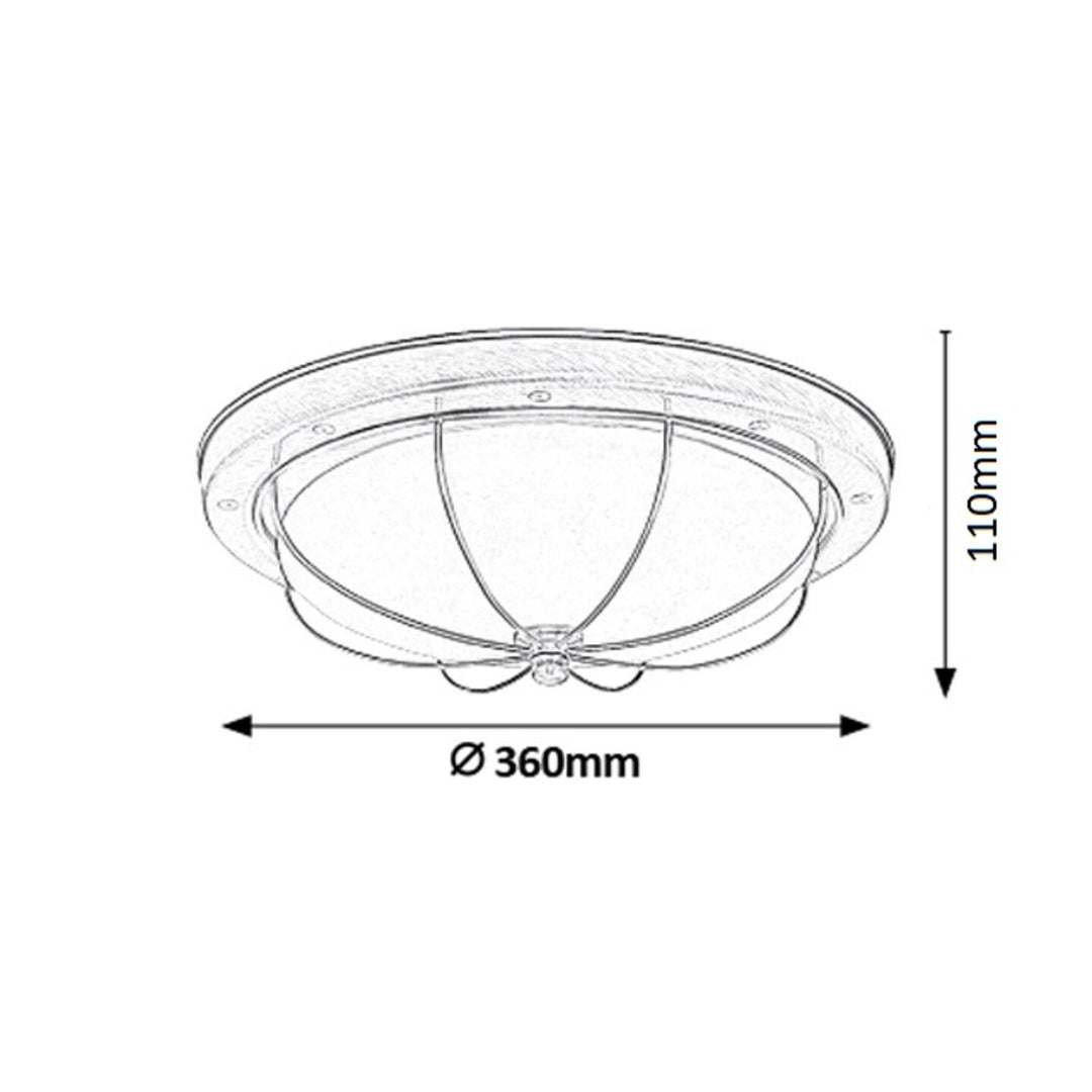 Stropné svietidlo Rabalux, 2xE27, hnedé, priemer 36 cm, Sudán