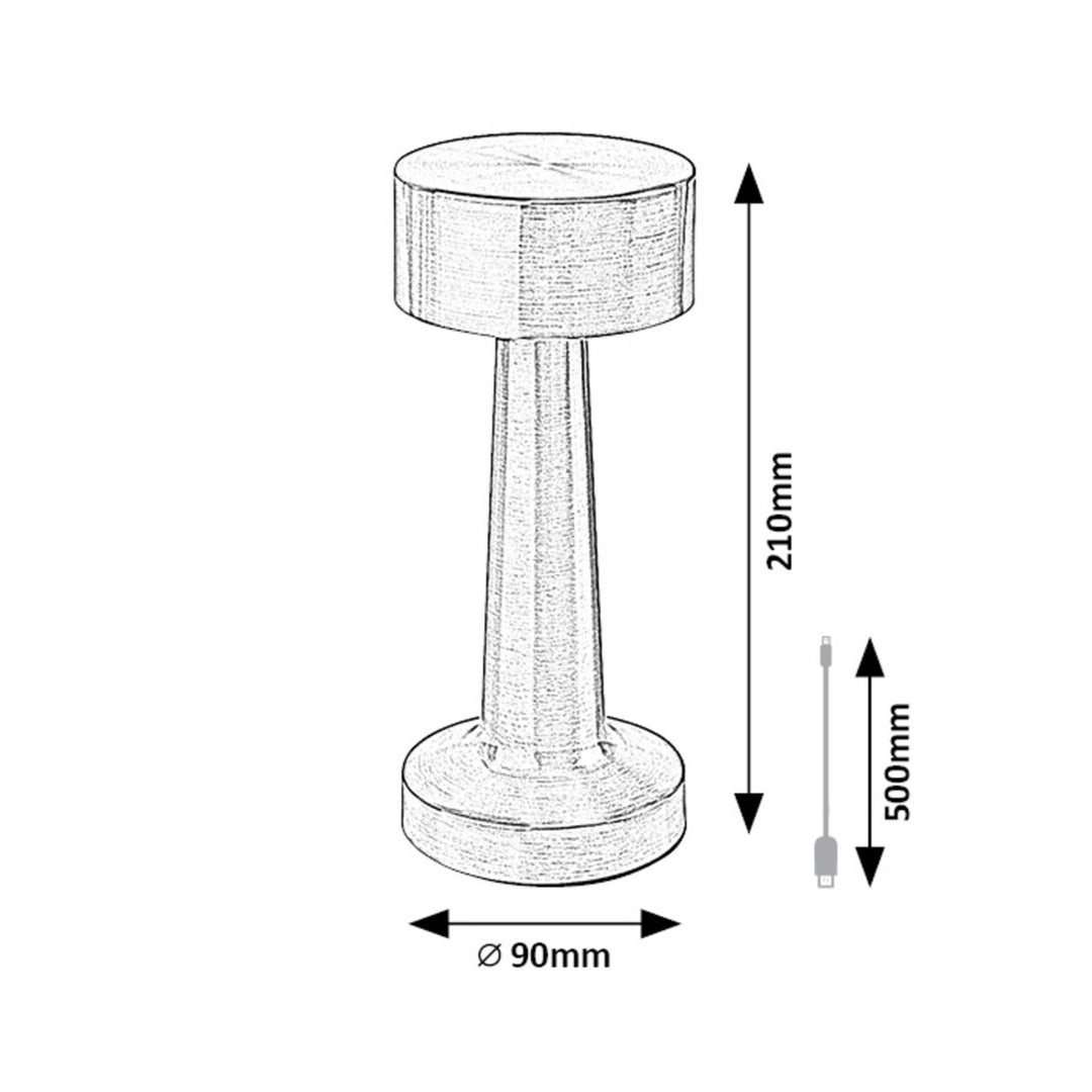 Stolná lampa Rabalux, 2,7W LED, 40lm, 1200mAh batéria, Senan