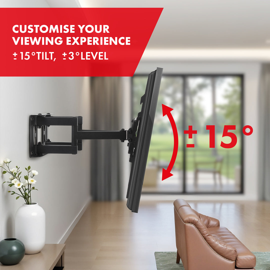 Držiak na TV Maclean, max. VESA 400x400, 32-75", 50 kg, horizontálne a vertikálne nastavenie uhla, profil 80-380 mm, čierny, MC-788