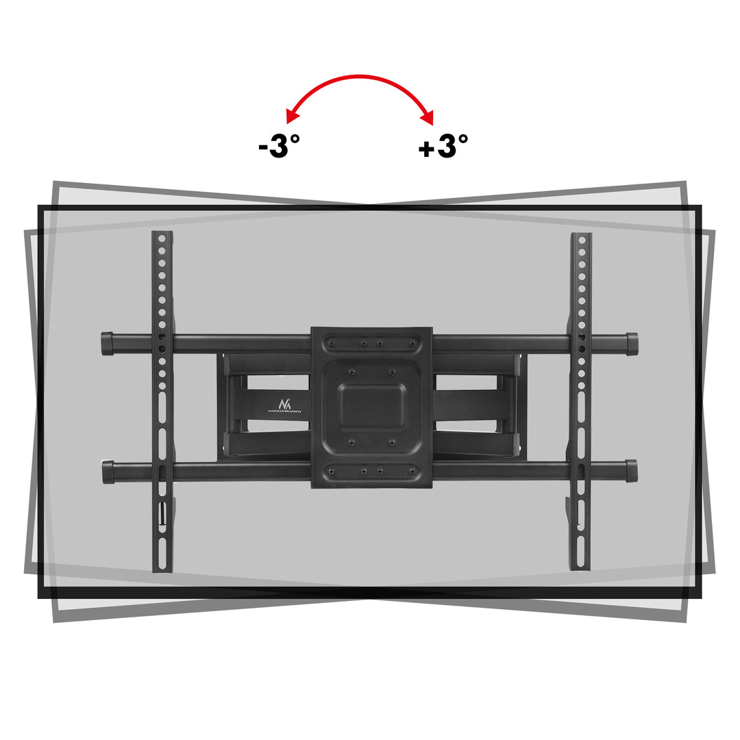 Držiak na TV Maclean, max. VESA 600x400, 32-85", 60 kg, horizontálne a vertikálne nastavenie uhla, profil 65-390 mm, čierny, MC-789