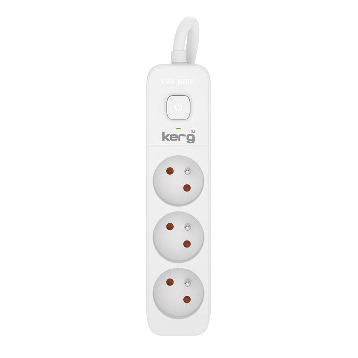 Predlžovací kábel KERG s vypínačom 3 zásuvky bielo-sivý 3m 16A H05VV-F 3x1,5mm2