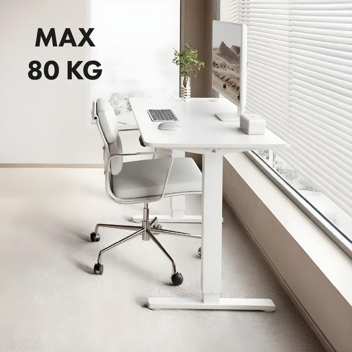 Výškovo nastaviteľný elektrický stôl Ergo Office, max. výška 1160 mm, max. hmotnosť 80 kg, bez stolovej dosky, biely, ER-400 W