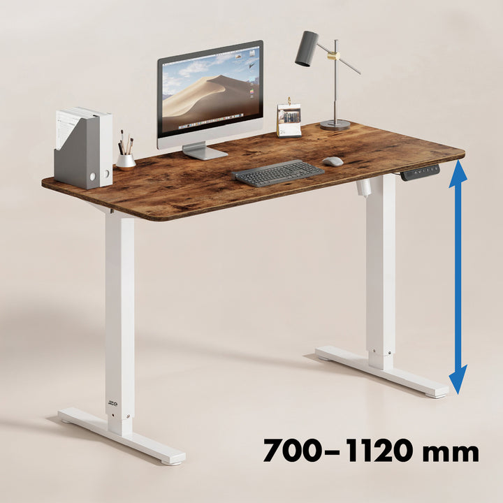 Výškovo nastaviteľný elektrický stôl Ergo Office, max. výška 1160 mm, max. hmotnosť 80 kg, bez stolovej dosky, biely, ER-400 W