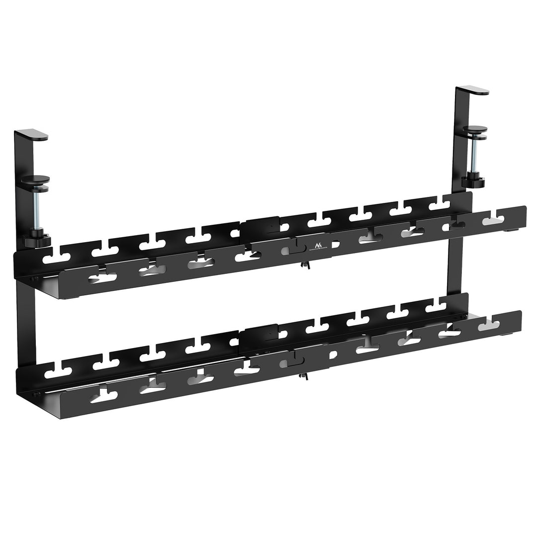 Organizér káblov Maclean pod stôl, max. zaťaženie 5 kg, max. 728 mm, 2 úrovne, čierny, MC-102 B